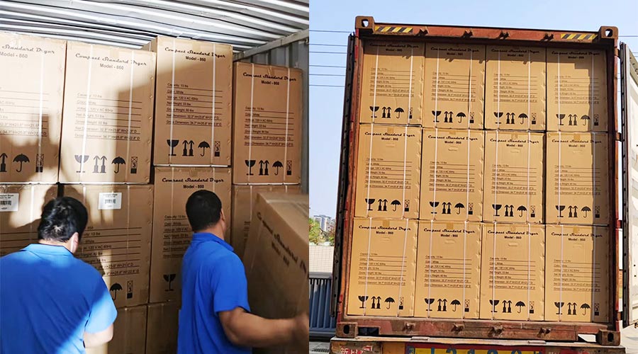 客戶Equator滾筒衣服烘干機(jī)快速裝柜完畢  蓄勢(shì)待發(fā)！